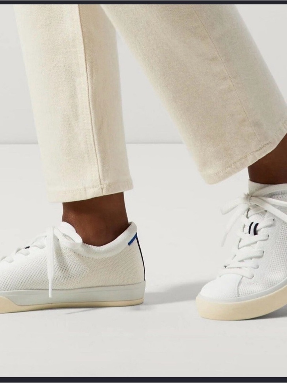 Rothy's White Low-Top Knit Sneakers with Cream Soles
